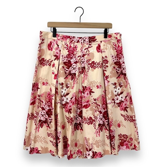 NEW Alex Marie Pink Tan Floral A-Line Machine Washable Skirt - Picture 1 of 6